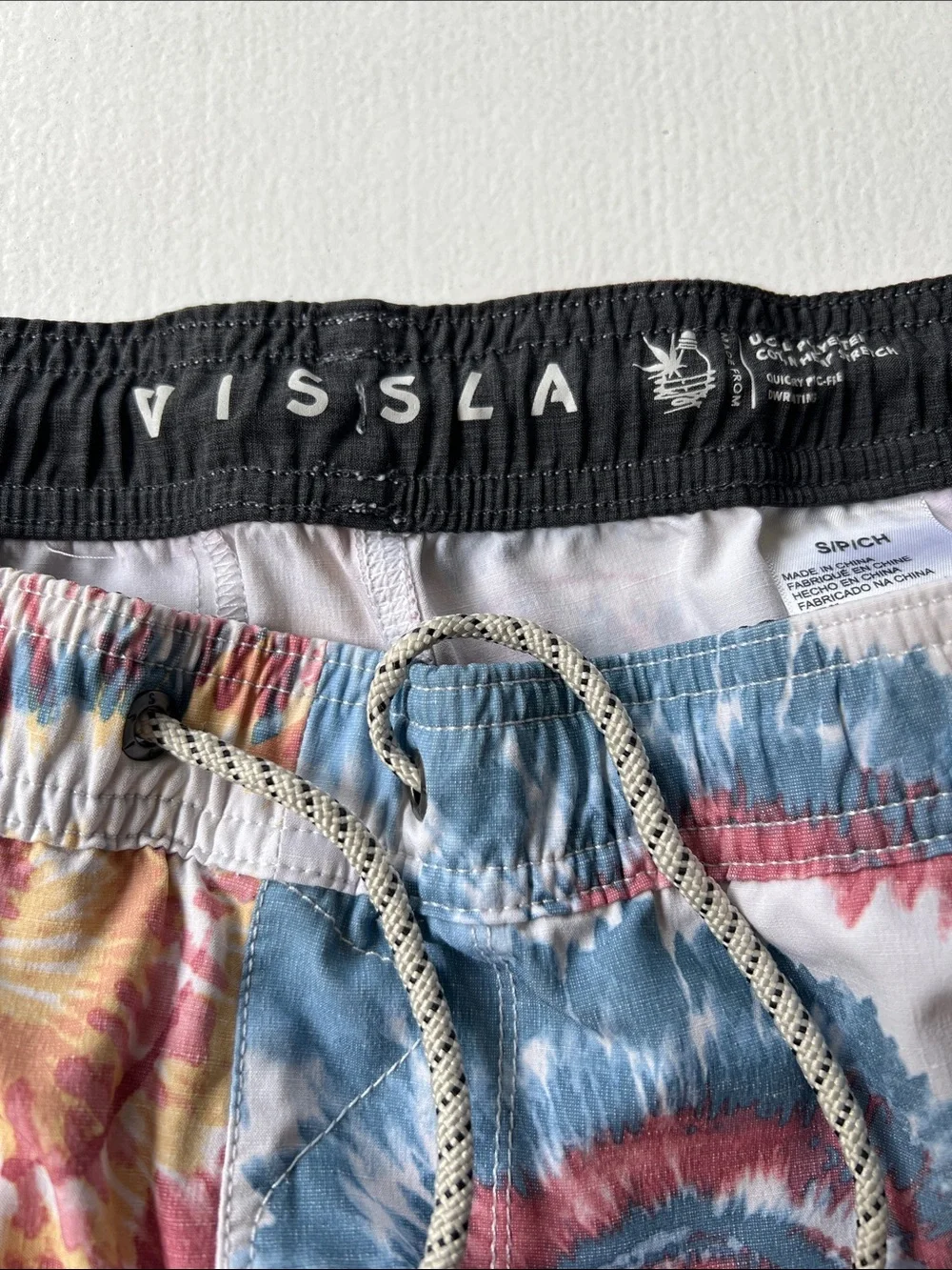 VISSLA Men’s Tie-Dye Board Shorts - Blue, Red & Yellow